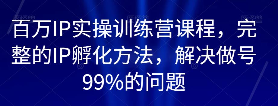 百万IP实操训练营课程，完整的IP孵化方法，解决做号99%的问题-买得值资源库