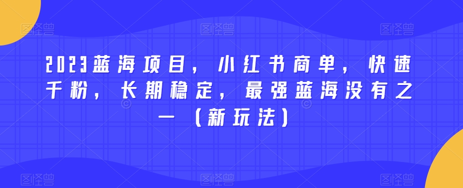 2023蓝海项目，小红书商单，快速千粉，长期稳定，最强蓝海没有之一（新玩法）-买得值资源库
