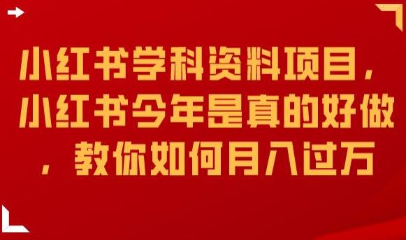 小红书学科资料项目，小红书今年是真的好做，教你如何月入过万【揭秘】-买得值资源库