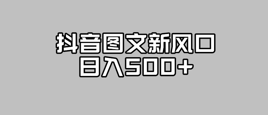 抖音图文最新风口，流量扶持非常高，日入500+【揭秘】-买得值资源库