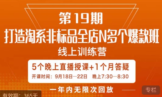 打造淘系非标全店N多个爆款线上课，​5天直播课-买得值资源库