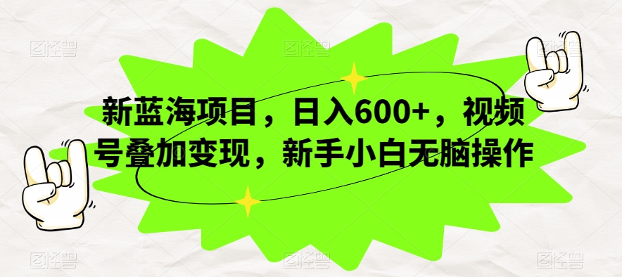 新蓝海项目，日入600+，视频号叠加变现，新手小白无脑操作【揭秘】-买得值资源库