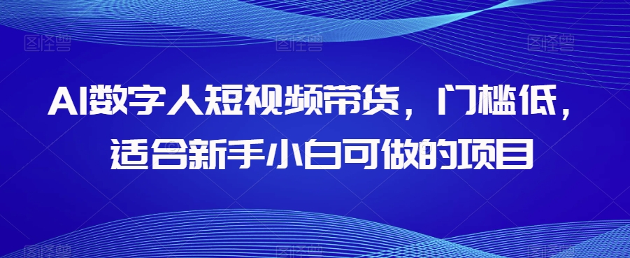 AI数字人短视频带货，门槛低，适合新手小白可做的项目-买得值资源库