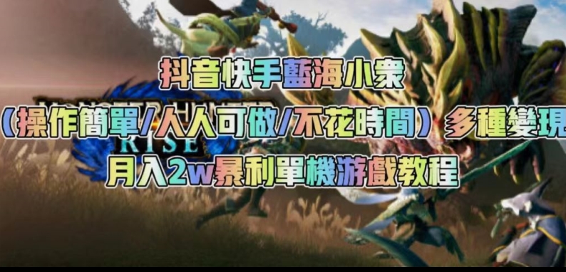 抖音快手蓝海小众（操作简单人人可做不花时间）多种变现月入2w＋暴利单机游戏教程-买得值资源库