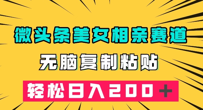 微头条冷门美女相亲赛道，无脑复制粘贴，轻松日入200＋【揭秘】-买得值资源库