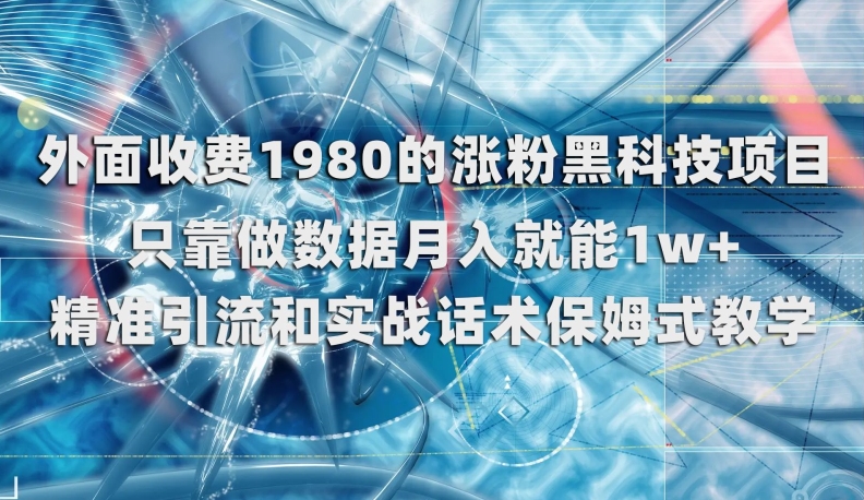 外面收费1980的涨粉黑科技项目，只靠做数据月入就能1w+【揭秘】-买得值资源库