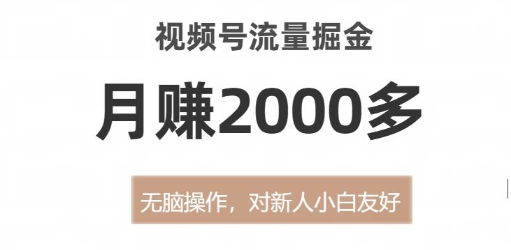 视频号流量掘金，无脑操作，对新人小白友好，月赚2000多【揭秘】-买得值资源库