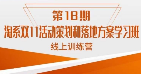 南掌柜·淘系双11活动策划和落地方案线上课18期-买得值资源库
