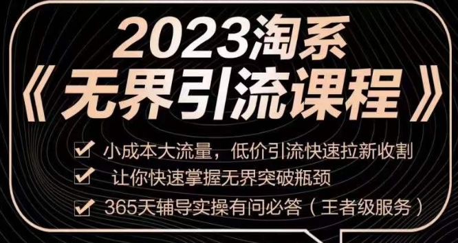 2023淘系无界引流实操课程，​小成本大流量，低价引流快速拉新收割，让你快速掌握无界突破瓶颈-买得值资源库