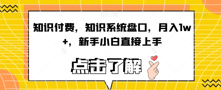 知识付费，知识系统盘口，月入1w+，新手小白直接上手-买得值资源库