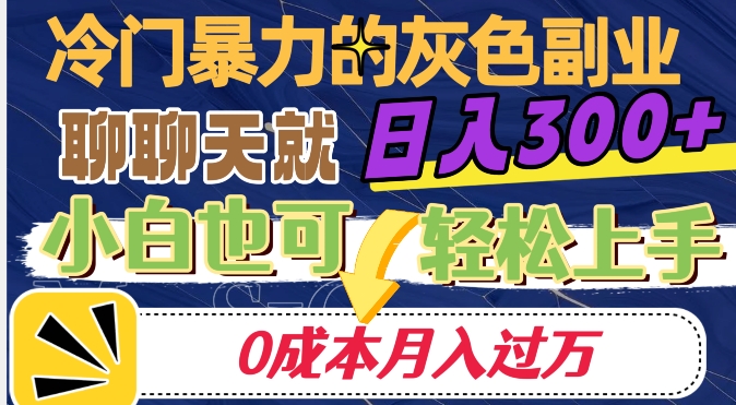 冷门暴利的副业项目，聊聊天就能日入300+，0成本月入过万【揭秘】-买得值资源库