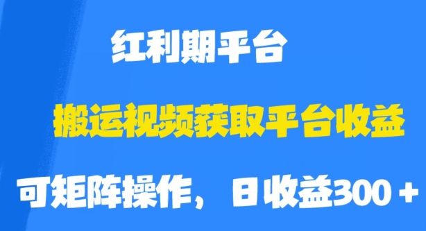 搬运视频获取平台收益，平台红利期，附保姆级教程【揭秘】-买得值资源库