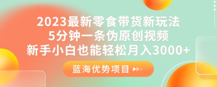 2023最新零食带货新玩法，5分钟一条伪原创视频，新手小白也能轻松月入3000+【揭秘】-买得值资源库