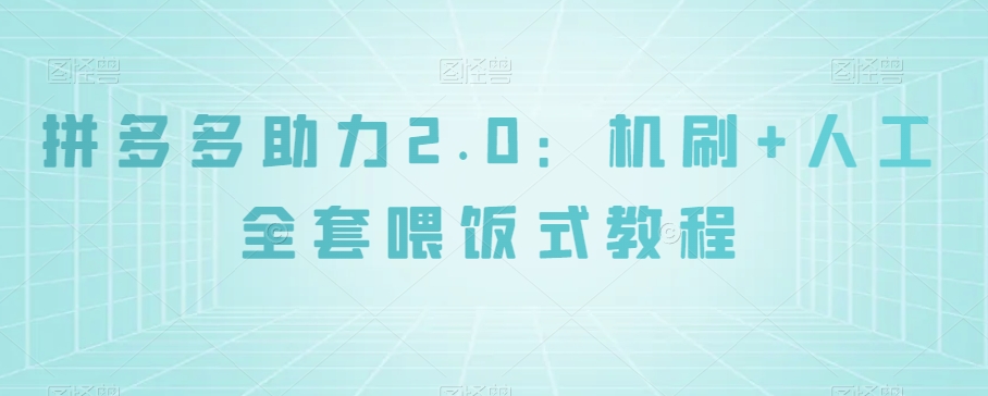 拼多多助力2.0：机刷+人工全套喂饭式教程【揭秘】-买得值资源库