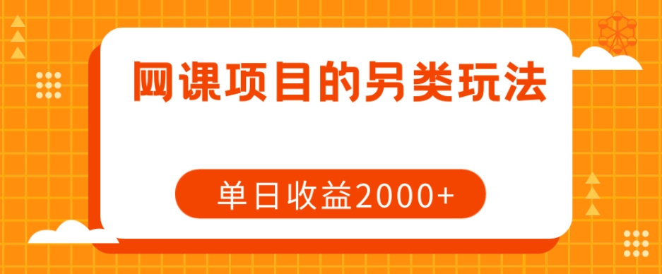 网课项目的另类玩法，单日收益2000+【揭秘】-买得值资源库