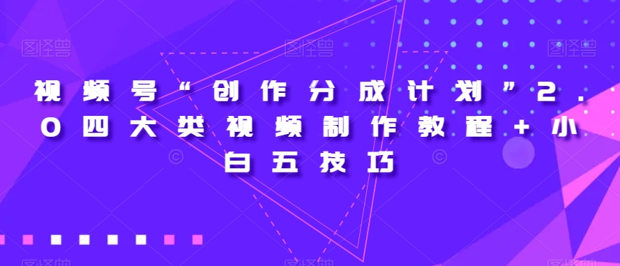 视频号“创作分成计划”2.0四大类视频制作教程+小白五技巧【揭秘】-买得值资源库