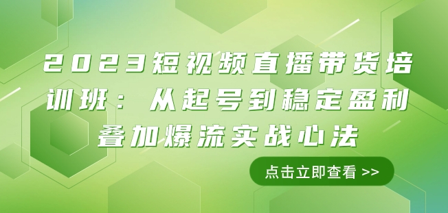 2023短视频直播带货培训班：从起号到稳定盈利叠加爆流实战心法（11节课）-买得值资源库