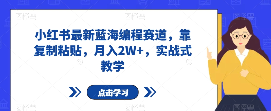 小红书最新蓝海编程赛道，靠复制粘贴，月入2W+，实战式教学【揭秘】-买得值资源库