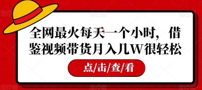 全网最火每天一个小时，借鉴视频带货月入几W很轻松【揭秘】-买得值资源库