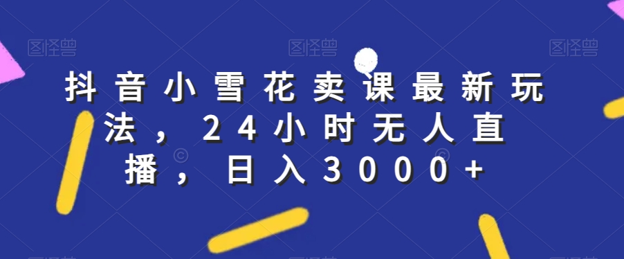 抖音小雪花卖课最新玩法，24小时无人直播，日入3000+【揭秘】-买得值资源库