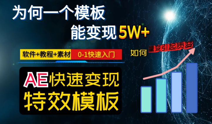 AE视频特效模板变现月入3-5W，0-1快速入门，软件+教程+素材-买得值资源库