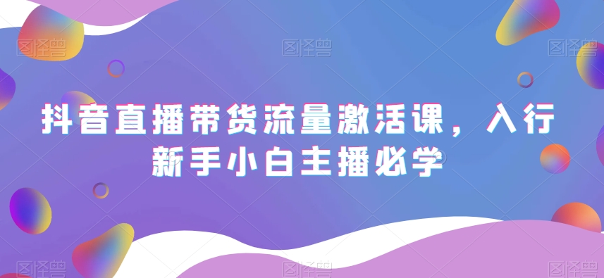 抖音直播带货流量激活课，入行新手小白主播必学-买得值资源库