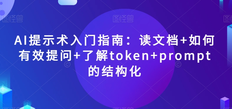 AI提示术入门指南：读文档+如何有效提问+了解token+prompt的结构化【揭秘】-买得值资源库