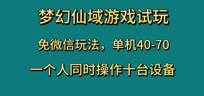 梦幻仙域游戏试玩，免微信玩法，单机40-70，一个人同时操作十台设备【揭秘】-买得值资源库