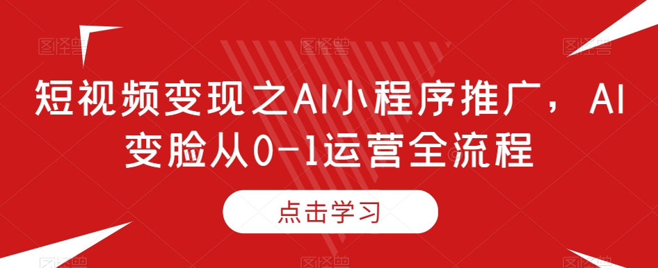 短视频变现之AI小程序推广，AI变脸从0-1运营全流程-买得值资源库