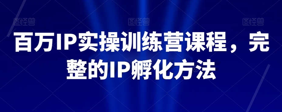 百万IP实操训练营课程，完整的IP孵化方法-买得值资源库