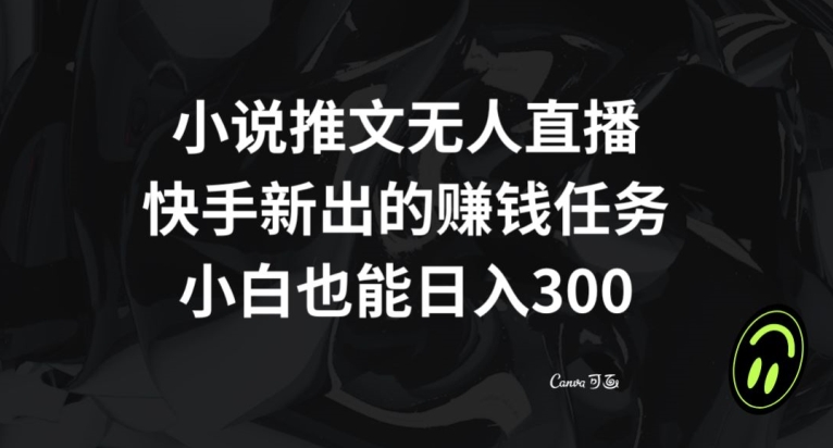 小说推文无人直播，快手新出的赚钱任务，小白也能日入300+【揭秘】-买得值资源库