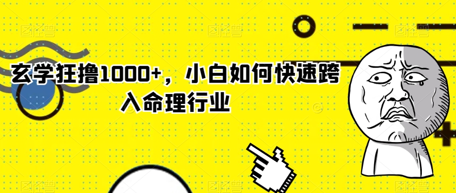 玄学狂撸1000+，小白如何快速跨入命理行业【揭秘】-买得值资源库