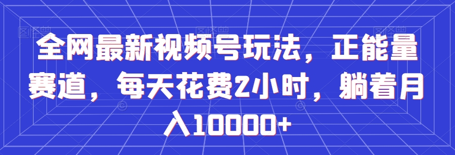 全网最新视频号玩法，正能量赛道，每天花费2小时，躺着月入10000+【揭秘】-买得值资源库