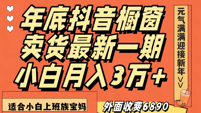 外面收费6890元年底抖音橱窗卖货最新一期，小白月入3万，适合小白上班族宝妈【揭秘】-买得值资源库