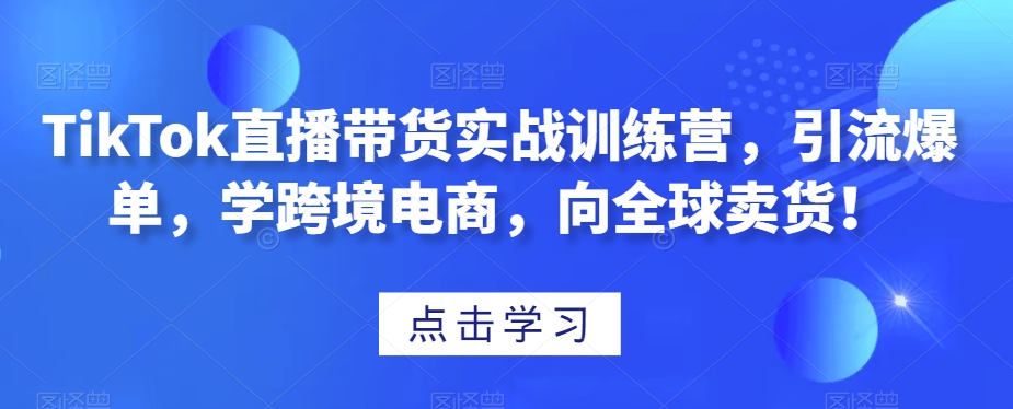 TikTok直播带货实战训练营，引流爆单，学跨境电商，向全球卖货！-买得值资源库