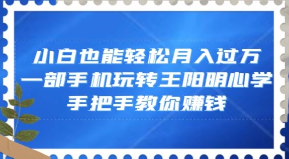 小白也能轻松月入过万，一部手机玩转王阳明心学，手把手教你赚钱【揭秘】-买得值资源库