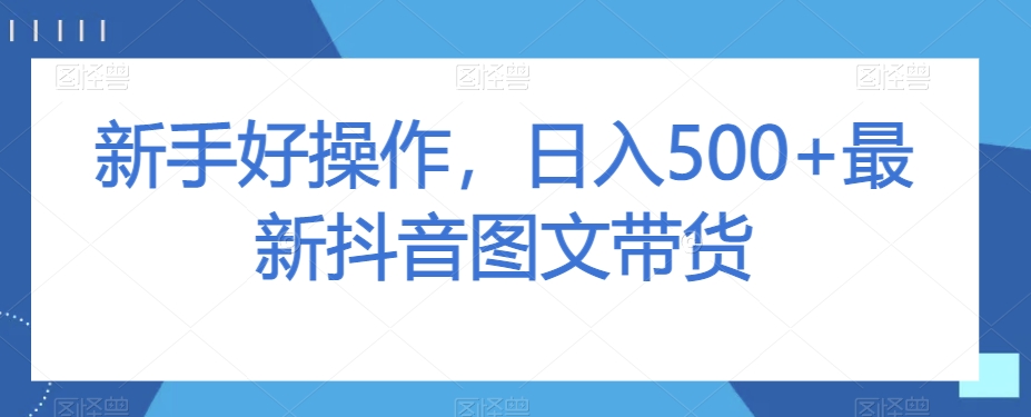 新手好操作，日入500+最新抖音图文带货【揭秘】-买得值资源库