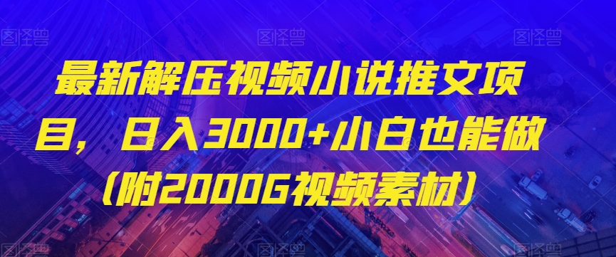 最新解压视频小说推文项目，日入3000+小白也能做（附2000G视频素材）【揭秘】-买得值资源库