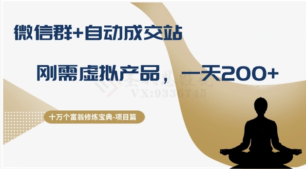 十万个富翁修炼宝典之8.微信群+自动成交站，刚需虚拟产品，一天200+-买得值资源库