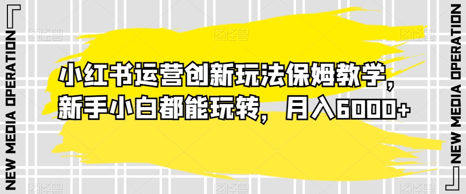 小红书运营创新玩法保姆教学，新手小白都能玩转，月入6000+【揭秘】-买得值资源库