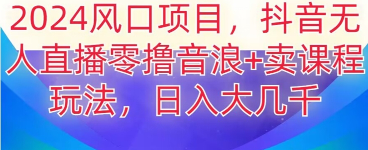 2024风口项目，抖音无人主播撸音浪+卖课程玩法，日入大几千【揭秘】-买得值资源库