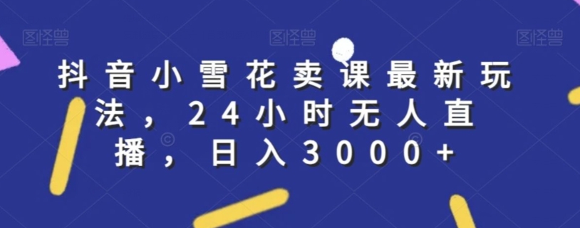 抖音小雪花卖课最新玩法，24小时无人直播，日入3000+【揭秘】-买得值资源库