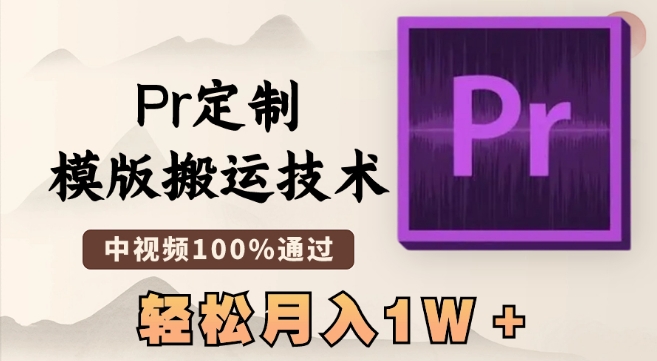 最新Pr定制模版搬运技术，中视频100%通过，几分钟一条视频，轻松月入1W＋【揭秘】-买得值资源库