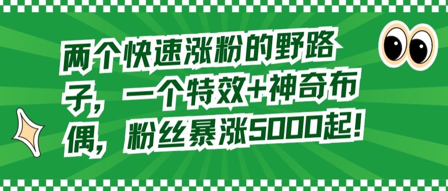 两个快速涨粉的野路子，一个特效+神奇布偶，粉丝暴涨5000起【揭秘】-买得值资源库