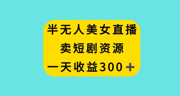 半无人美女直播，卖短剧资源，一天收益300+【揭秘】-买得值资源库