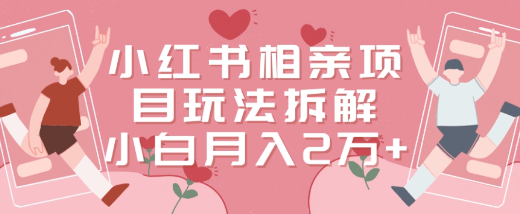 小红书相亲项目玩法拆解，有人通过这个副业项目做到了月收入2万多【揭秘】-买得值资源库
