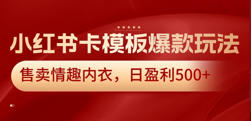小红书卡模板爆款玩法，售卖情趣内衣，日盈利500+【揭秘】-买得值资源库