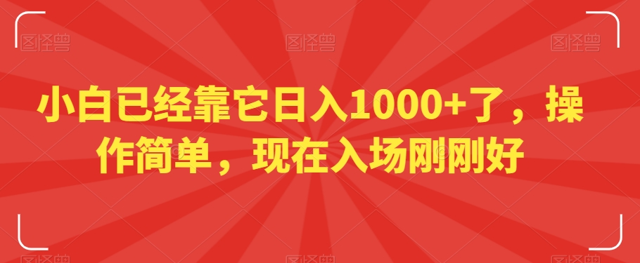 小白已经靠它日入1000+了，操作简单，现在入场刚刚好【揭秘】-买得值资源库