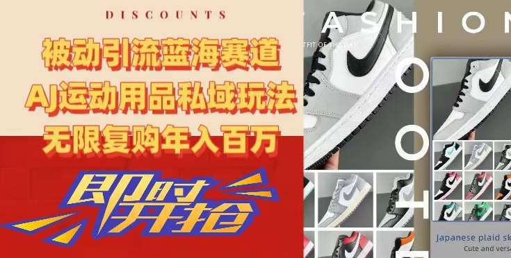 被动引流蓝海赛道，AJ运动用品私域玩法，无限复购年入百万【揭秘】-买得值资源库