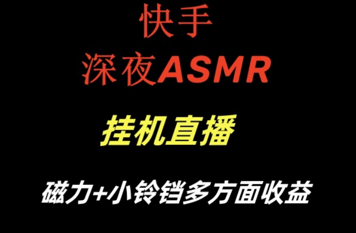 快手深夜ASMR挂机直播，磁力+小铃铛收益（附带工具和5G素材）【揭秘】-买得值资源库